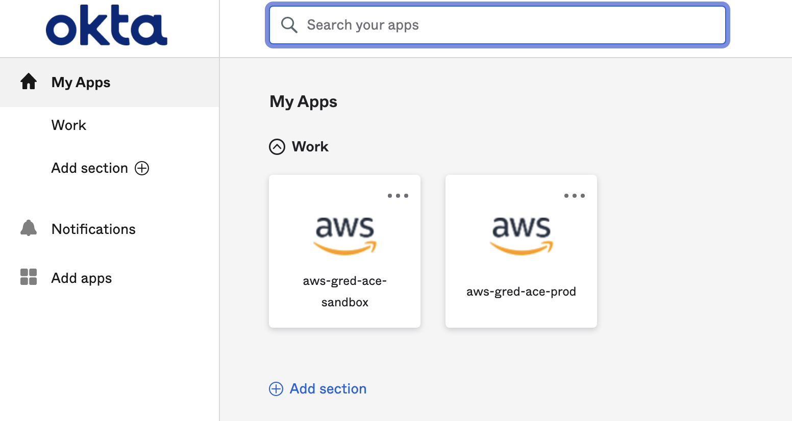 Okta application list