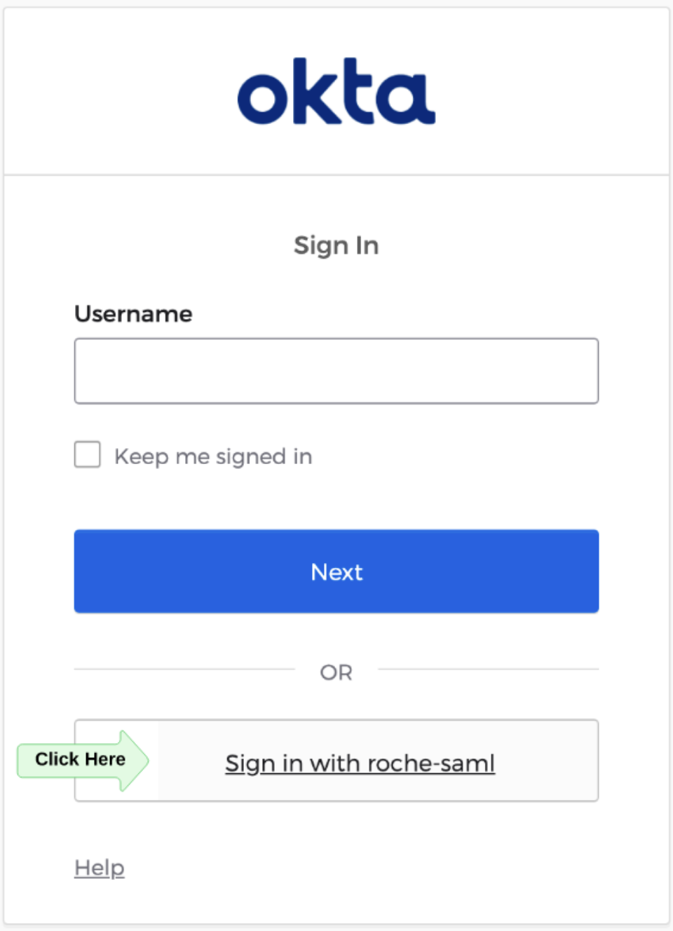 Okta SSO sign-in page